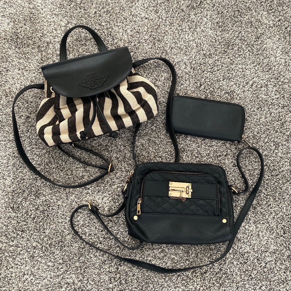 Backpack purse, crossbag purse with wallet